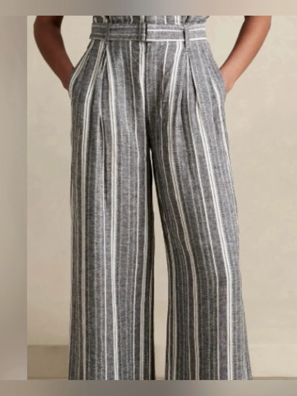 BANANA REPUBLIC FACTORY || Linen-Blend Paperbag Waist Wide-Leg Pants. Sz. 8